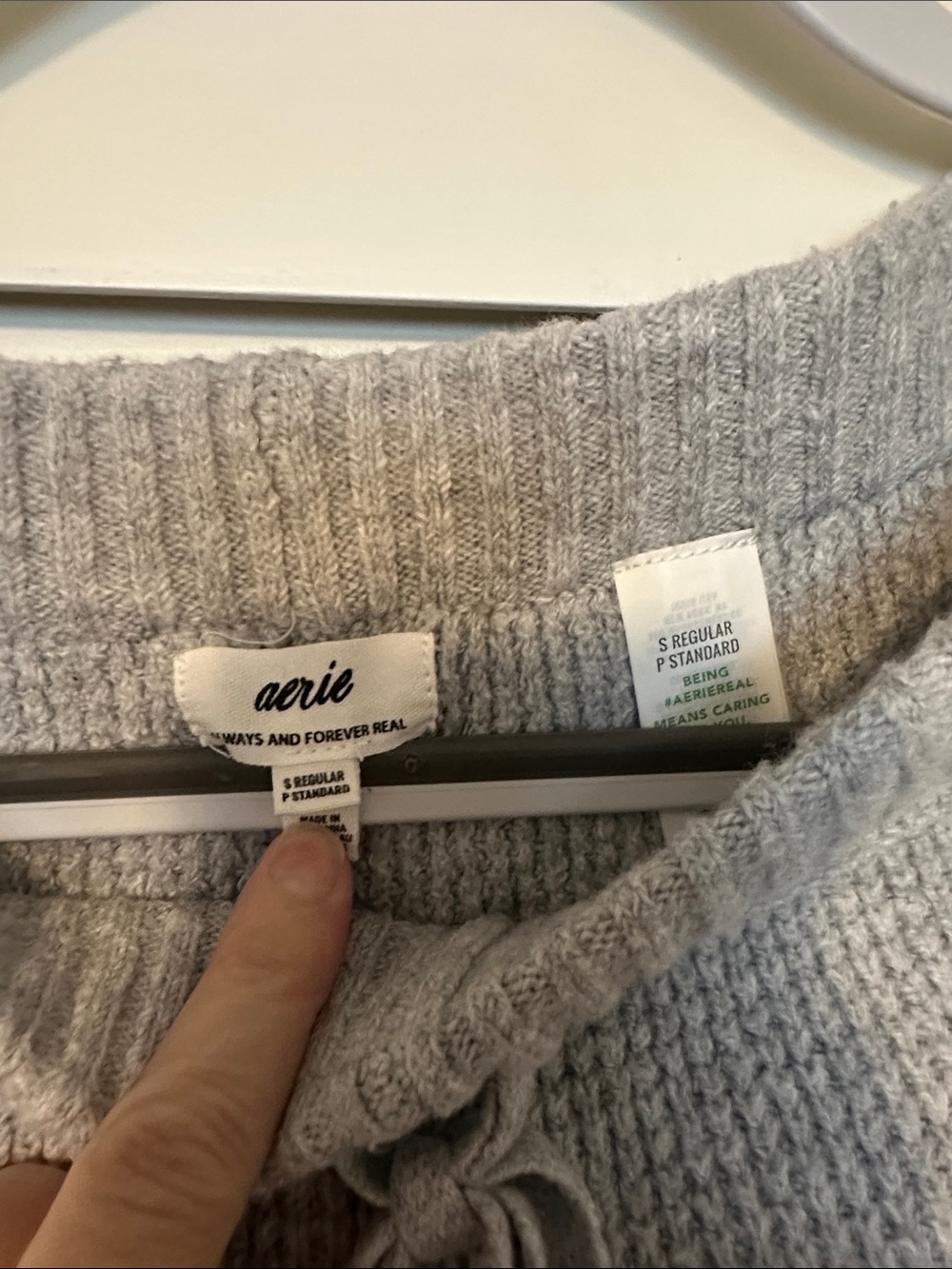 aerie Gray Waffle Knit Quarter-Zip Sweater & Jogger Lounge Set - Picture 3 of 5